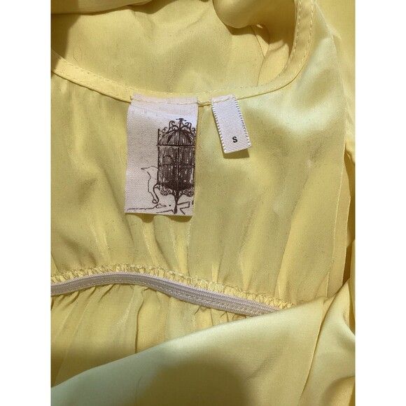 Francesca’s Light Yellow Sheer Tie Back Mini Dress Fit & Flare S - Picture 3 of 4